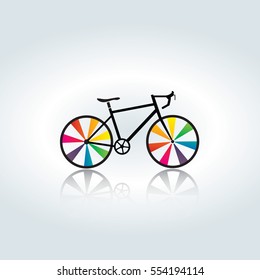 Black bicycle with color rims vector design
