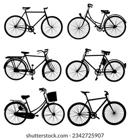 Black Bicycle or Cycle Silhouettes Vector Illustration Pack
