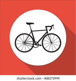 Black bicycle flat design icon. Web sign bike