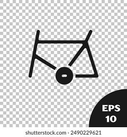 Black Bicycle frame icon isolated on transparent background.  Vector