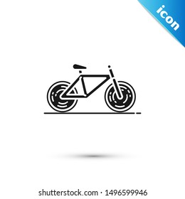 Black Bicycle icon isolated on white background. Bike race. Extreme sport. Sport equipment.  Vector Illustration