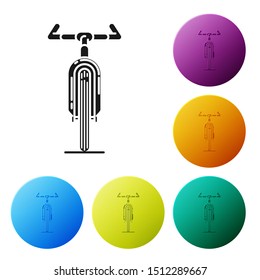 Black Bicycle icon isolated on white background. Bike race. Extreme sport. Sport equipment. Set icons colorful circle buttons. Vector Illustration