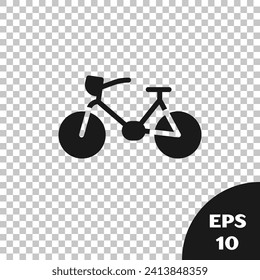 Black Bicycle icon isolated on transparent background. Bike race. Extreme sport. Sport equipment.  Vector