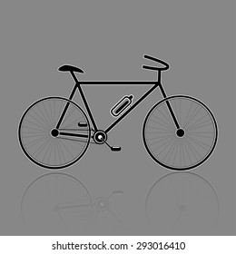 black bicycle on grey background