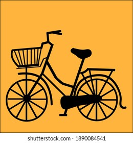 black bicycle on a orange background