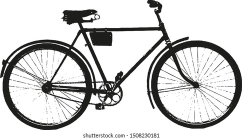 black bicycle on the white background, vector