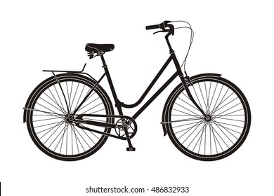 black bicycle on the white background