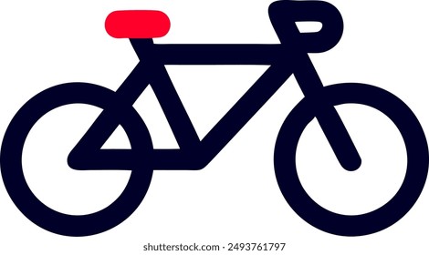 Black bicycle with red seat on white background, design and color contrast
