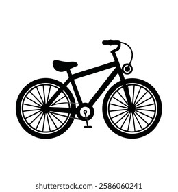 Black bicycle silhouette illustration on white background