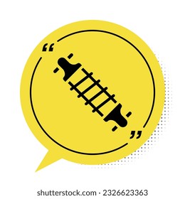 Black Bicycle suspension icon isolated on white background. Yellow speech bubble symbol. Vector