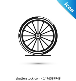 Black Bicycle Wheel Icon Isolated On White Background. Bike Race. Extreme Sport. Sport Equipment.  Vector Illustration