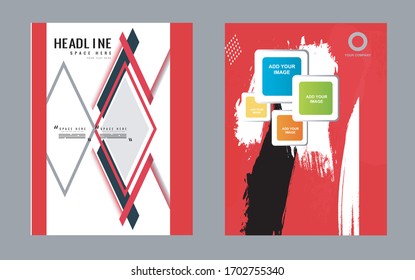 Black bi-fold brochure template design, business leaflet, booklet

