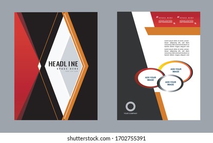 Black bi-fold brochure template design, business leaflet, booklet
