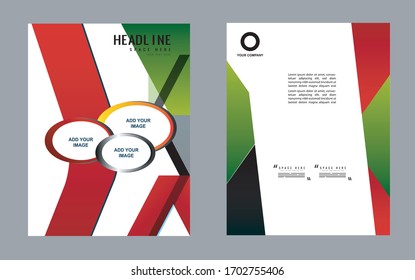 Black bi-fold brochure template design, business leaflet, booklet
