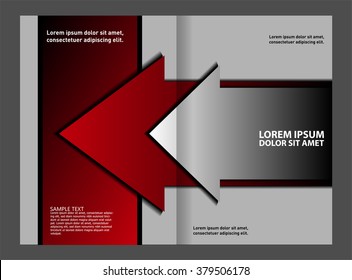 Black bi-fold brochure template design, business leaflet, booklet 