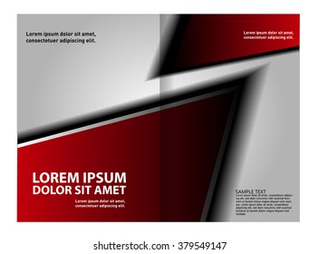 Black bi-fold brochure template design, business leaflet, booklet 