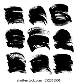 Black big abstract handdrawn strokes  isolated on a white background