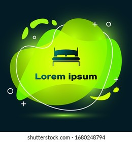Black Big bed for two or one person icon isolated on black background. Abstract banner with liquid shapes. Vector Illustration