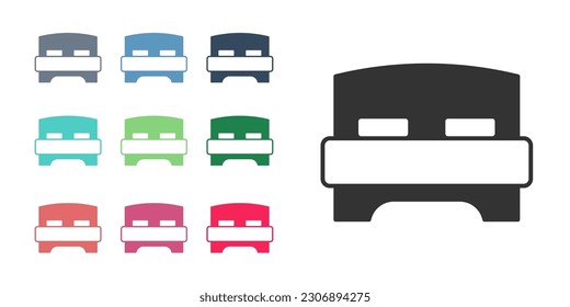 Black Big bed para dos o un ícono de persona aislado en fondo blanco. Indique los iconos en colores. Vector