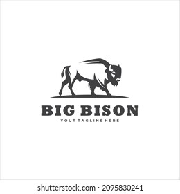Black Big Bison Logo Design Stock Vector (Royalty Free) 2095830241