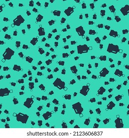 Black Big bottle with clean water icon isolated seamless pattern on green background. Plastic container for the cooler.  Vector