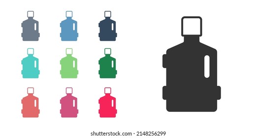 Black Big bottle with clean water icon isolated on white background. Plastic container for the cooler. Set icons colorful. Vector