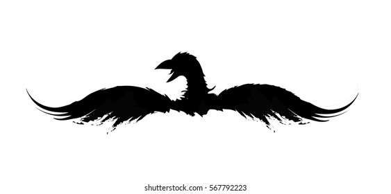 Black Big Eagle symbolizes the Freedom and Power. Vector Illustration isolated on White background.