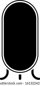 Black Big full length mirror for bedroom, shops, backstage icon isolated on white background.  Vector Illustration