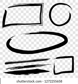 black big mark streak rectangle oval and circle crayon message not, at transparent effect background

