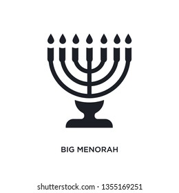 black big menorah isolated vector icon. simple element illustration from religion concept vector icons. big menorah editable logo symbol design on white background. can be use for web and mobile