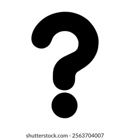 Black big question mark cartoon silhouette icon vector illustration design on white background.