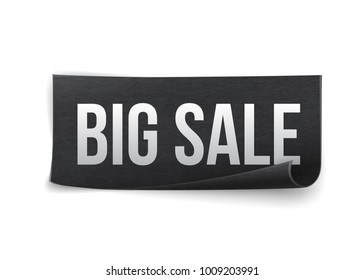 Black Big Sale Banner. Ribbon. Vector Illustrationred sale banner. Ribbon. Paper,carton textured. Vector illustration.