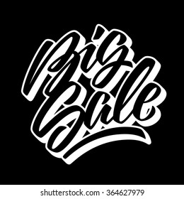 Black Big Sale handmade lettering, graffiti style italic calligraphy with outline and 3d block blended shade for logo, design concepts, banners, labels, prints, posters, stickers. Vector illustration.