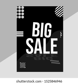 black big sale poster template with elegant and modern white memphis vector