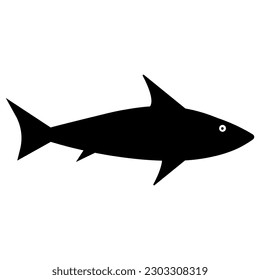 Black Big shark long fish silhouette on the white background. Editable color. EPS vector file. Can be use for web and mobile.