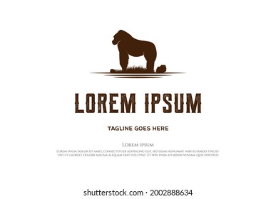 Black Big Strong Animal Gorilla Logo Design Vector