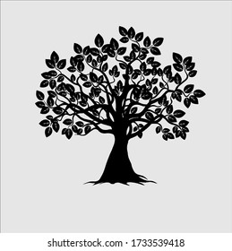 black big tree with leaves