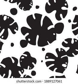 Black big tropical lives seamless pattern one color