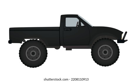 Black big wheels truck. vector