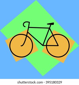 black bike on colored rectangles