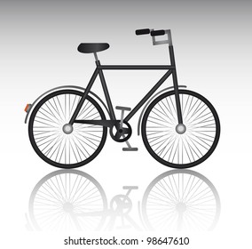 black bike with shadow over gray background. vector