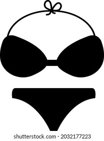 Bikini negro, ilustración, vector, sobre fondo blanco.