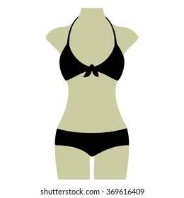 Black Bikini Summer Vector Icon Button