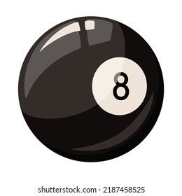 A black billiard ball on a white background. Cartoon design.
