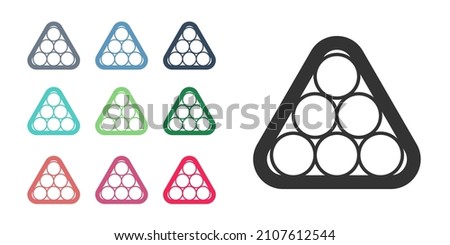 Black Billiard balls in a rack triangle icon isolated on white background. Set icons colorful. Vector