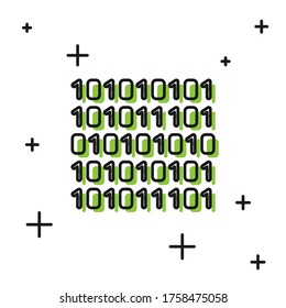 Black Binary code icon isolated on white background.  Vector Illustration