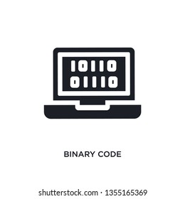 black binary code isolated vector icon. simple element illustration from artificial intelligence concept vector icons. binary code editable black logo symbol design on white background. can be use