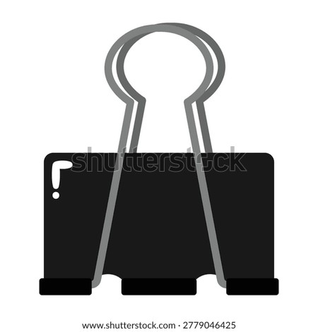 Black Binder Clip Cartoon Icon isolated on transparent background