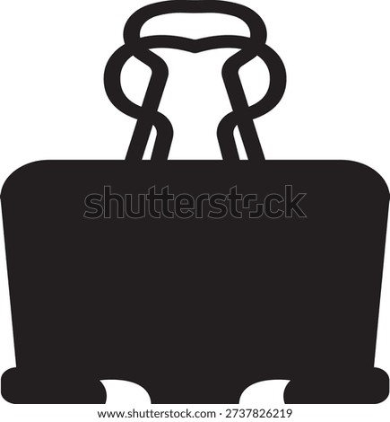 Black Binder Clip Icon Vector Silhouette for Office Supply