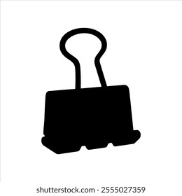 Black Binder clip silhouette vector illustration on white background